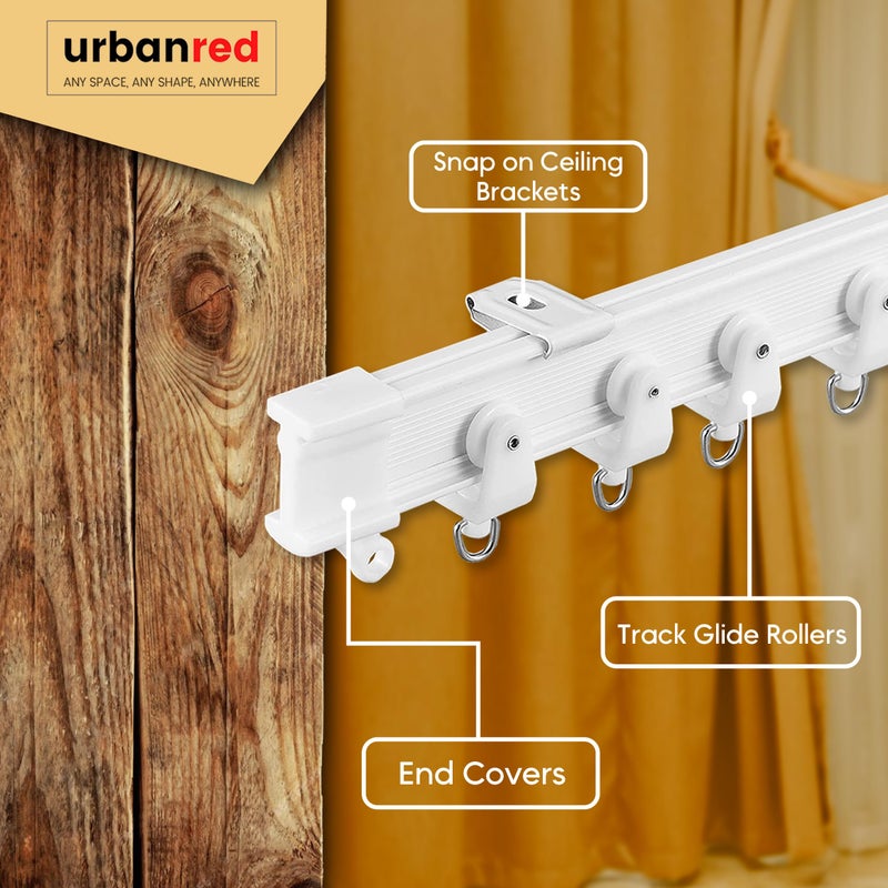 UrbanRed Flexible Ceiling Curtain Track - Room Divider, Curtain Rod, Wall Divider curtain, Ceiling Mount, RV Rail, Shower Corner, Long Curved Hospital Privacy System (White, Accessory Kit) - Image 3